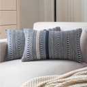 Cethom Boho Throw Pillow Covers 12x20 Inch Set of 2, Farmhouse Decorative Couch Pillow Cases, Navy Blue Accent Pillows of Bed, Sofa Bedroom Living Room Home Decor Cushion Cover