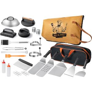 36PCS Grilling Accessories, Griddle Accessories Kit with BBQ Blanket, Flat Top Grill Tools for Blackstone & Camp Chef, Grill Spatula Set with Enlarged Spatulas, Basting Cover, Scraper