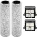 Version 2, Detachable(4 Pack) S7 Pro Brush Rollers and HEPA Filters Compatible With Tineco Floor One S7 Pro, Floor One S6 Wet Dry Vacuum Cleaner (Excluding Handle)
