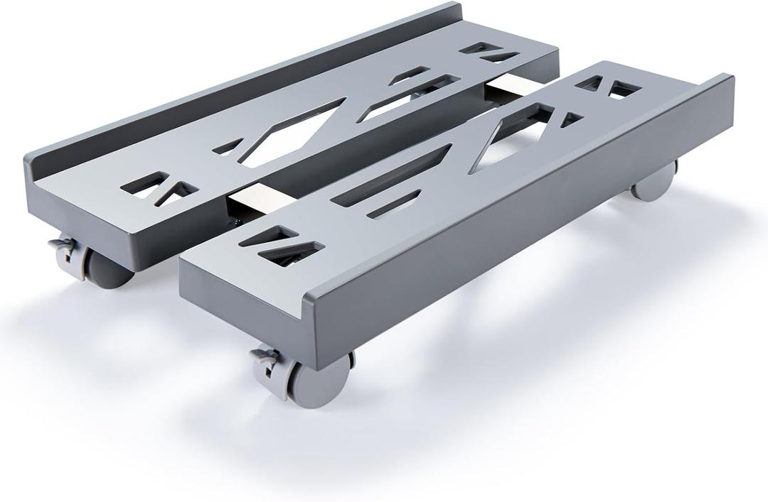 Adjustable Mobile CPU Stand, Ventilated Computer Tower Stand with 4 Caster Wheels Fits Most PC Tower, Under Desk CPU Holder PC Floor Cart Computer Riser for Students and Gamers (Gray)