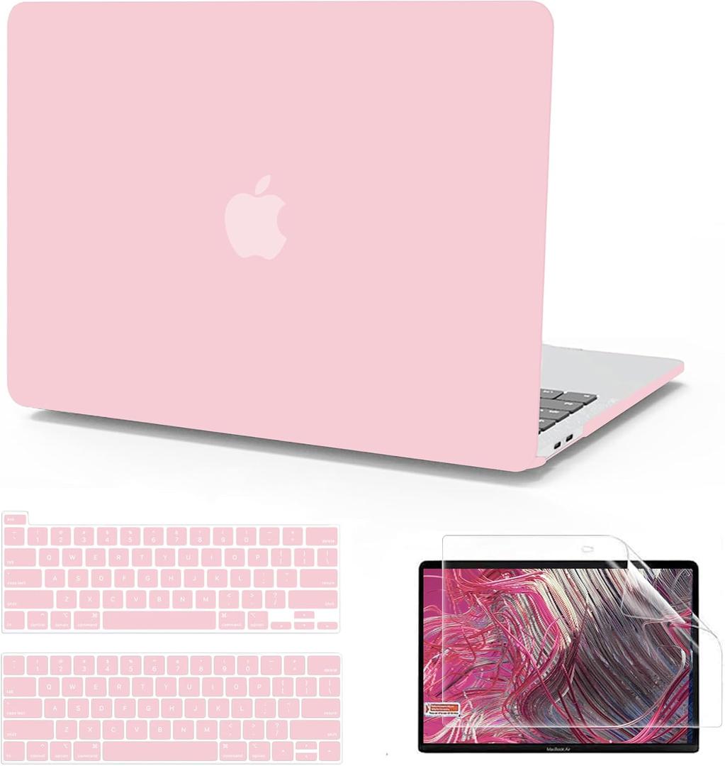 Anban Compatible with MacBook Pro 13 inch Case 2025 2024 2023 M2 2022-2016 M1 A2338 A2251 A2289 A2159 A1989 A1708 A1706, Plastic Laptop Hard Shell Case +Keyboard Cover +Screen Protector, Baby Pink