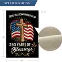 5 x Blessings America Garden Flag 250, One Nation Under God,250th Anniversary Patriotic Cross Design, Double-Sided Burlap, 12 x 18 Inches