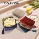 Jewelry Organizer Case for Travel: 5-Layer Velvet Zipper Pouch Bag, Travel Jewelry Pouch Case, Small Jewelry Box Bag(Dark Blue)