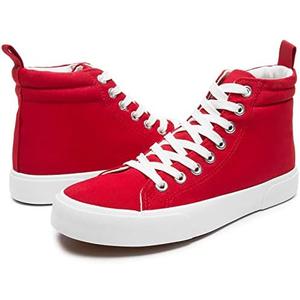 yageyan Womens High Top Canvas Sneakers Fashion Classic Shoes Comfortable White and Leopard Walking Shoes（red7）