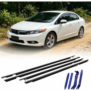 Car Window Weather Stripping Fits 2012-2015 for Honda Civic Sedan 4-Door 72450-TR0-A01, 72410-TR0-A01, 72950-TR0-A01, 72910-TR0-A01
