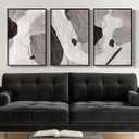 Framed Black and White Modern Abstract Wall Art, 3 Piece Canvas Prints Paintings Artwork for Walls, Minimalist Black White Grey Pictures for Living Room Dining Room Bedroom Office Wall Decor 16x24 In