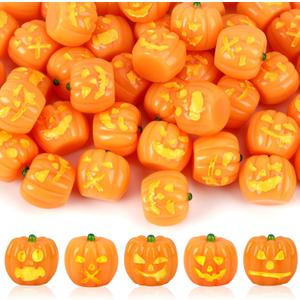 Jansun 45pcs Halloween Resin Pumpkin, Miniature Pumpkin Decorations for DIY Crafts Halloween Party Gifts Garden Dollhouse Decor Table Decoration (5 Style) (Orange)