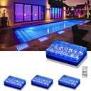 Solar Paver Color Changing Lights, 6x9 Recessed Brick Light, Heavy Duty IP67 Waterproof LED, Outdoor Lighting for Ground, Pool, Garden, Driveway (RGBW, 3 Pack) 