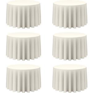 BRILLMAX 6 Pack Ivory Round Tablecloths 108 Inch - Circle Bulk Linen Polyester Fabric Washable Table Cloth Cover for Wedding Reception Banquet Birthday Party Buffet Restaurant