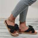 GORGLITTER Women's Boho Bow Flat Sandals Cut Out Open Toe Slip on Summer Slide Sandal 5