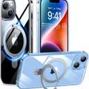 TORRAS Ultra Magnetic Ostand for iPhone 13/ iPhone 14 Case [Fit for MagSafe] [Sturdy Stand & Ring Holder] Military-Grade Shockproof Anti-Scratch Slim Protective Kickstand Phone Case, Crystal Clear