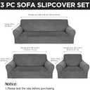 Peryiter 3 Pcs Couch and Loveseat Sofa Covers,Dark Gray,Velvet