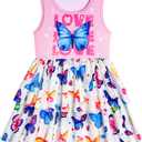 LQSZ Girls Dress Easter Cartoon Summer Vest Sleeveless Tutu Princess Casual Dresses for Kids 2-12 Years (Pink)