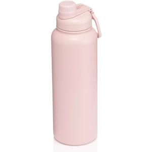 40 fl oz Insulated Stainless Steel Water Bottle, Narrow Mouth, Chug Lid, BPA-FREE, Double-Wall, Leak-Proof, Solid Print, Pink