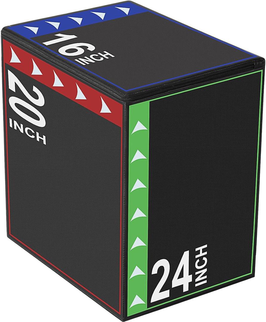 NEWBULIG 3 in 1 Plyometric Jump Box, Plyo Box Jumps for Home Gym, jumping boxes for training, workout, exercise, Non-Slip Multi-Use Cushioned, Multicolored (16''*20''*24'')