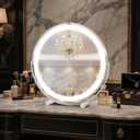 Vanity Mirror with Lights, 18" LED Makeup Mirror, HD Professional Mirror, Smart Touch with 3-Color Lighting, Dimmable, 360 Rotation, Lighted Up for Makeup Desk, Bedroom (White)