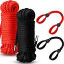 4 Pcs Craft Rope Kit - Includes 2 Bundles Soft Silk Cords & 2 Adjustable Nylon Bracelets, 32. 81 ft Multipurpose Twisted Trim for DIY Projects, Home Decor & Daily Use(Black, Red)