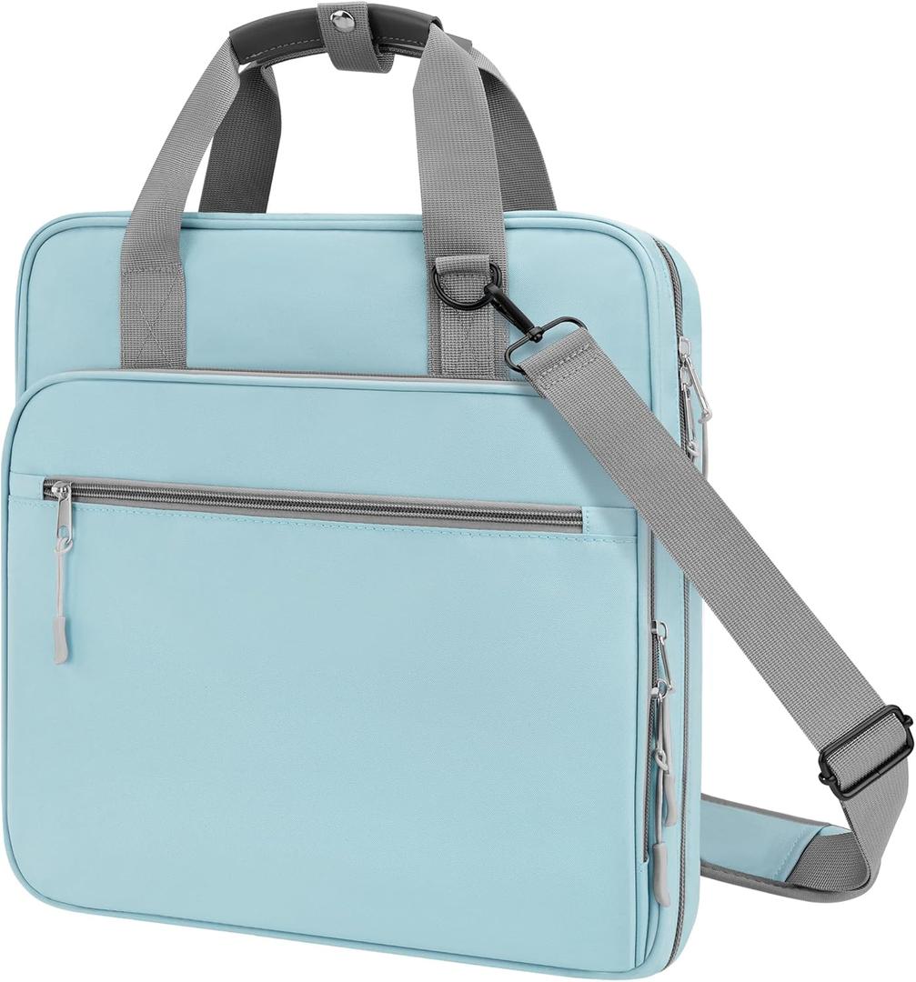 3 Ring 2 Inch Zipper Binder, 500 Sheet Capacity Binder with Zipper for Girl and Boy, Compatible with 13-Inch MacBook, Handle and Shoulder Strap Included (Blue)