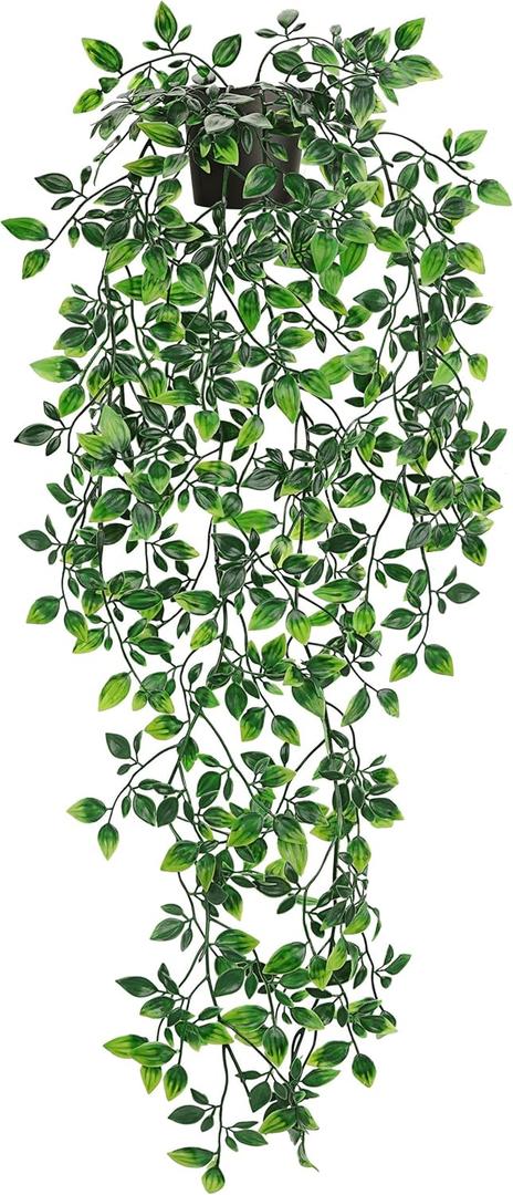 Der Rose 34'' Fake Plants Hanging Artificial Potted Plants Indoor and Outdoor for Home Bathroom Wall Shelf Office Decor (1Pack)