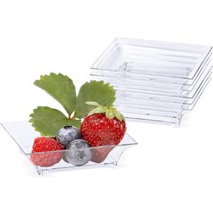 Kingrol 150 Count Plastic Dessert Plates, Mini Mini Mini Disposable Square Plates for Desserts, Appetizers, Sauces, Tastings