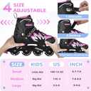 TOMSHOO Adjustable Inline Skates for Kids Outdoor Roller Skates with Full Light Up Wheels Fun Illuminating Skates for Girls and Boys Gift (Large - Youth (3.5-6), Pink)