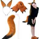Winter Fox Costume Set Cute Fox Plush Fluffy Ears Tail Animal Paw Winter Claw Shoes Costume Plush Party for Women