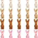 20 Pieces Easter Mini Plush Rabbit Tiny Joint Bunny 2.4 Inch Small Rabbit Doll Soft Bunny Stuffed Animal Toys for Birthday Cake Wedding Decorations Party Favors (Long Plush Style)