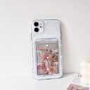 NITITOP Compatible with iPhone 12 Case Clear with Card Holder Cute Bow Knot Love Heart Design for Women Girls Soft TPU Shockproof Wallet Case Protective Phone Cover - White