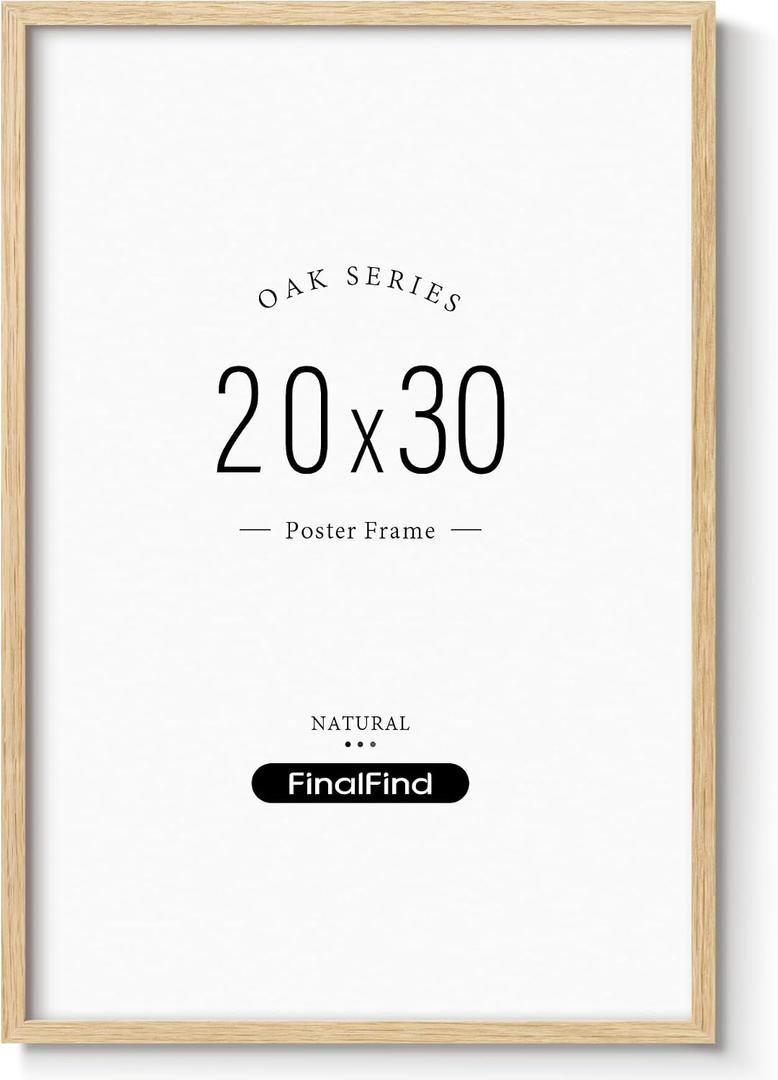 Minimalist 20x30 Frame, Natural Solid Oak Wood 20x30 Poster Frame, Lightweight for Wall Mounting(Single, Oak), 20"x30" - 1pk