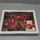 10Pcs Multiple Styles Glass Christmas Ball Ornaments for Tree Decorations, Red