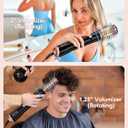 Terviiix 4-in-1 Hot Air Rotating Blow Dryer Brush Kit 1000W with Rotatable Round Brushes (2 Sizes), Oval Volumizer, and Diffuser Ideal for Curly Hair, with Arthritis-Friendly Big Buttons, Black