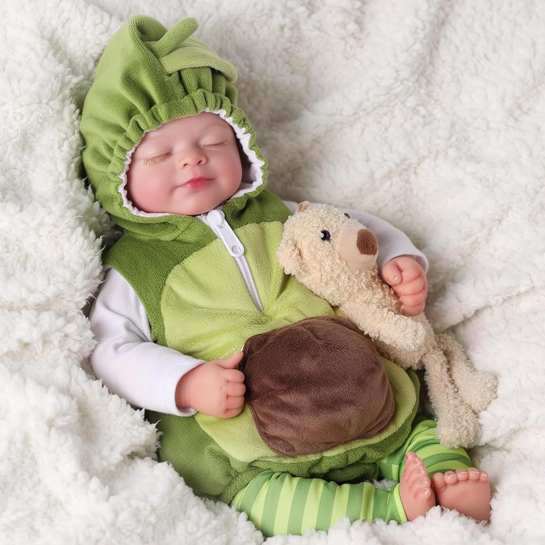 BABESIDE Baby Dolls Boy Ruby 17 Inch Cute Soft Vinyl Realistic-Newborn Baby Doll Real Life Baby Dolls with Accessories for 3+ Year Old Girls Gifts & Collection (Green)