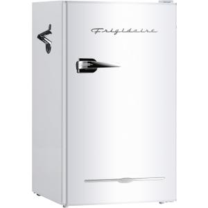Frigidaire Retro Compact Fridge with Chiller, 3.2 cu ft Countertop Fridge with Built-In Bottle Opener, Compact Refrigerator for Office, Bedroom, Dorm Room or Cabin - 18.7"D x 19.01"W x 33.27"H (White)