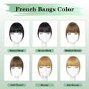 NAYOO Bangs Hair Clip - Medium Brown Fake Bangs 100% Real Human Hair Extensions French Bangs for Women Fringe with Temples Hairpieces Curved Bangs for Daily Wear