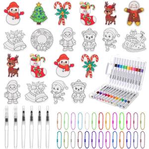 Gueevin 102 Pcs Magic Foam Texture Painting Kit Gifts 36 Pcs 3D Foam Texture Paper Puffy Paint 24 Colors Markers 6 Water Brush 36 Bead Chains for Drawing Holiday DIY Craft Party Supplies(Assorted)