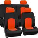 FH Group Automotive Seat Cover Highest Grade Faux Leather Orange Black Full Set, Combo Car Seat Cover Design Airbag Compatible Split Bench Tan Car Seat Cover Interior Accessories Universal Fit SUV