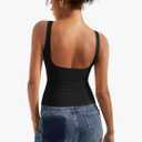 SUUKSESS Women Padded Open Back Boat Neck Tank Tops Double Lined Basic Shirts Size M