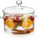 Jucoan 1.5L/50oz Glass Saucepan with Cover, Heat Resistant Stovetop Glass Cooking Pot with Lid for Pasta Noodle, Soup, Milk, Clear Simmer Pot for Potpourri Christmas Holiday Home Fragrance