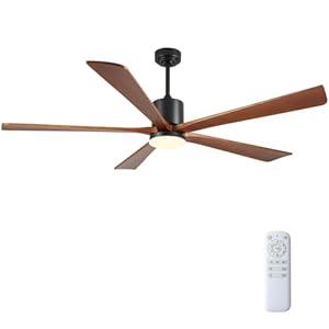 70" Wood Ceiling Fan with Light with 5 Blades - Outdoor Ceiling Fan Lights with Remote, Reversible, 3CCT and Timer, Farmhouse Fan Light for Modern Indoor Living Room, Outdoor Covered Patios