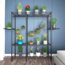Xiofio 5-Tier Plant Stand for Indoor Outdoor, Large Reinforced Plant Shelf for Hanging Multiple Plants Plant Rack ,Adjustable Plant Stand Suitable for Bedroom Living Room Balcony Garden,Black