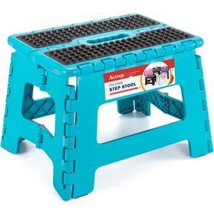 ACSTEP Folding Step Stool 9 inch Height Non-Slip Step Stool for Kid and Adult,Premium Heavy Duty Foldable Stool Kitchen Garden Bathroom Stepping Stool (Blue,1 Pack)