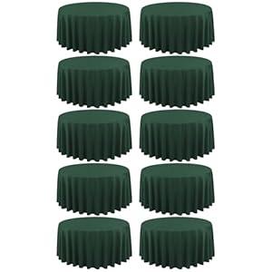 10 Pack Hunter Green Round Tablecloths - 120 Inch, Polyester Table Cover for Round Table, Stain and Wrinkle Resistant Washable Fabric Tableloth, Polyester Tablecloth for Wedding Banquet Parties