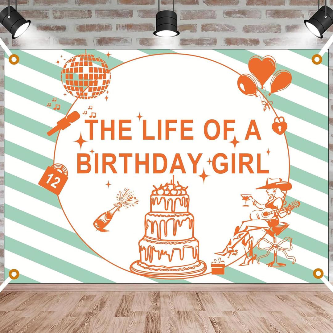 The Life of a Birthday Girl Backdrop - Showgirl Birthday Party Decorations, Showgirl Themed Bday Party Decorations, in My Showgirl Era Party Background, 7 * 5ft