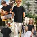 Boys Shirts Short Sleeve Summer Tops Kids Crew Neck Loose Casual Basic Tees for Boys 5-14 Years (Black)