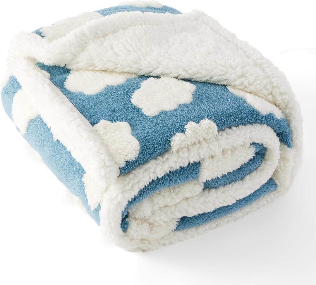 Lesure Washable Dog Blanket Extra Large - 127x152cm Waterproof Blanket for Dogs and Cats, XL Patterned Bed and Sofa Couch Throw Protector with Soft Plush, Blue