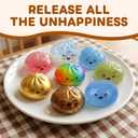 Glitter Dumpling Squishy, Dumpling Squishies, Giant Glitter Bun Squishy, Colorful Sensory Toys Stress Relief Ball, Soft Squeeze Decompression Dough with Food Steamer (White)