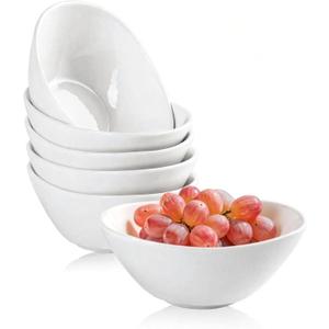 5.2 Inch Small White Porcelain Bowls, 8 OZ Serving Bowls Set of 6, Good for Sauce, BBQ, Ice Cream, Dessert and Cereal, Microwave, Dishwasher and Oven Safe