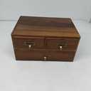 MyGift Wooden Desk Organizer with Drawers, Dark Brown Wood Desktop Storage Cabinet with 3 Drawers for Office Supplies, Sewing Kits and Accessories