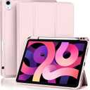 Akkerds Compatible with iPad Air 11 Inch Case 8th/7th/6th Generation (M4/M3/M2) 2026/2025/2024, for iPad Air 5th/4th Generation Case 10.9 Inch 2022/2020 with Pencil Holder[Auto Sleep/Wake], Pink