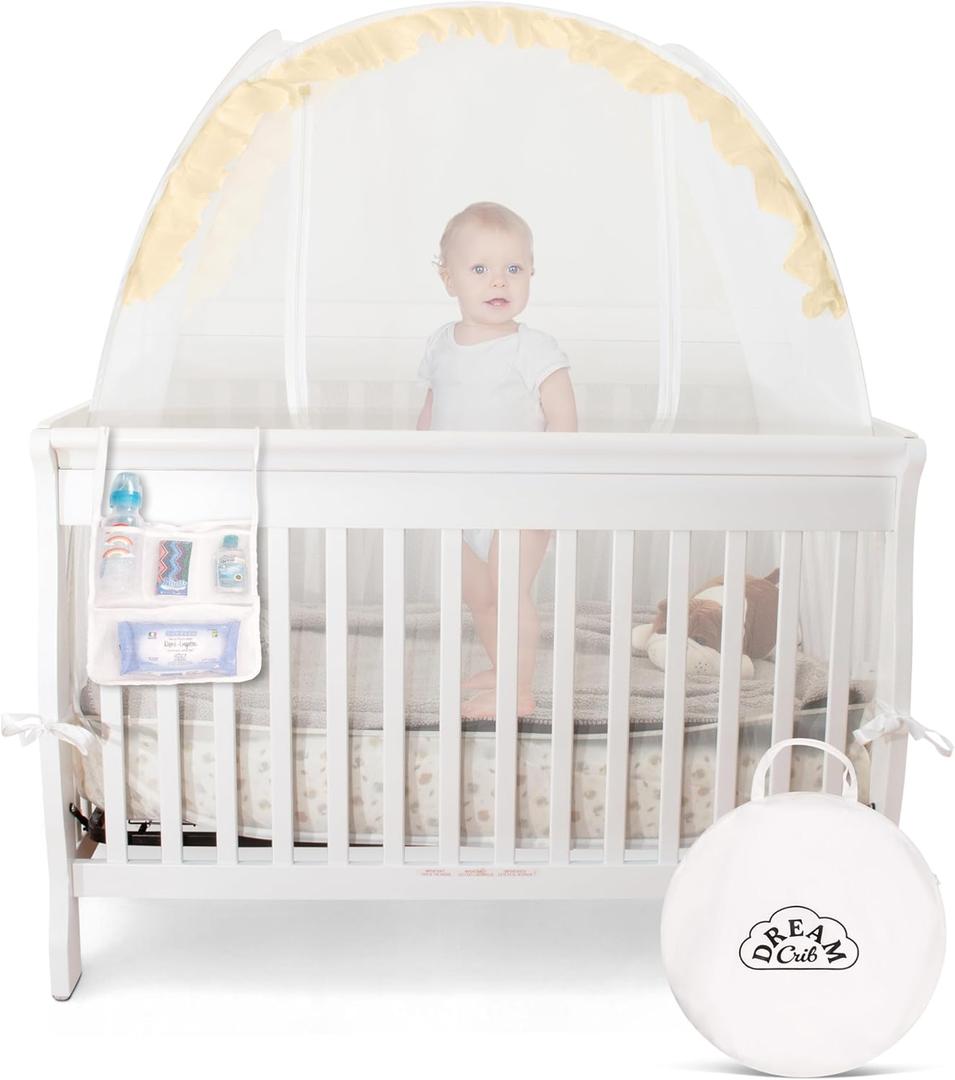 Crib Tent Keep Baby from Falling Out Toddler Bed Tent - 52.3"L x 26.9"W Crib Net To Keep Baby In  Crib Canopy Netting Protects Baby from Mosquitos  Safety Crib Cover Net + Tent Bag for Pack N Play